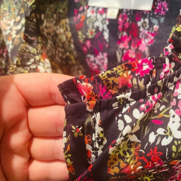 Anthropologie Caballero Celeste puff sleeve floral cotton top SZ XS black pink - Picture 5 of 10